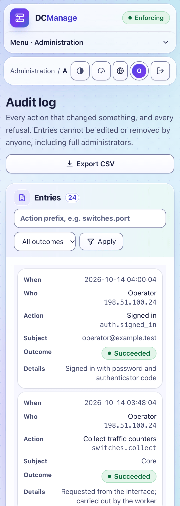 Audit log